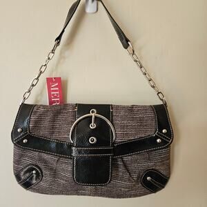 Vintage Y2K Merona Shoulder Bag Buckle Academia Deadstock Tweed Small